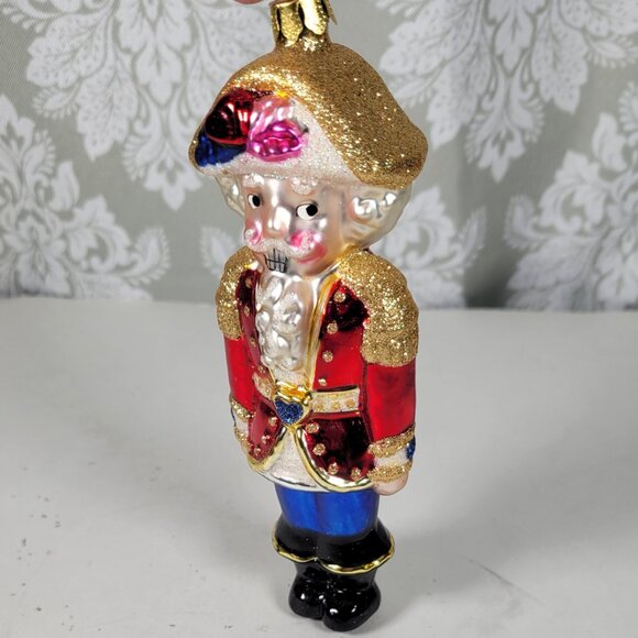 Vintage Hand Blown Glass Ornament Nutcracker with Glitter Accents  6.5" Tall - Picture 10 of 10